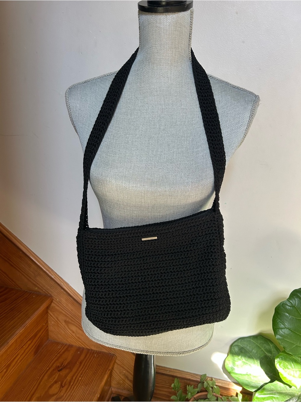 The Sak Black Crochet Shoulder Bag